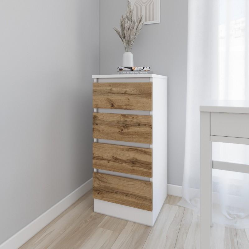 Comoda Smartex T1 40 cm Alb / Stejar Închis