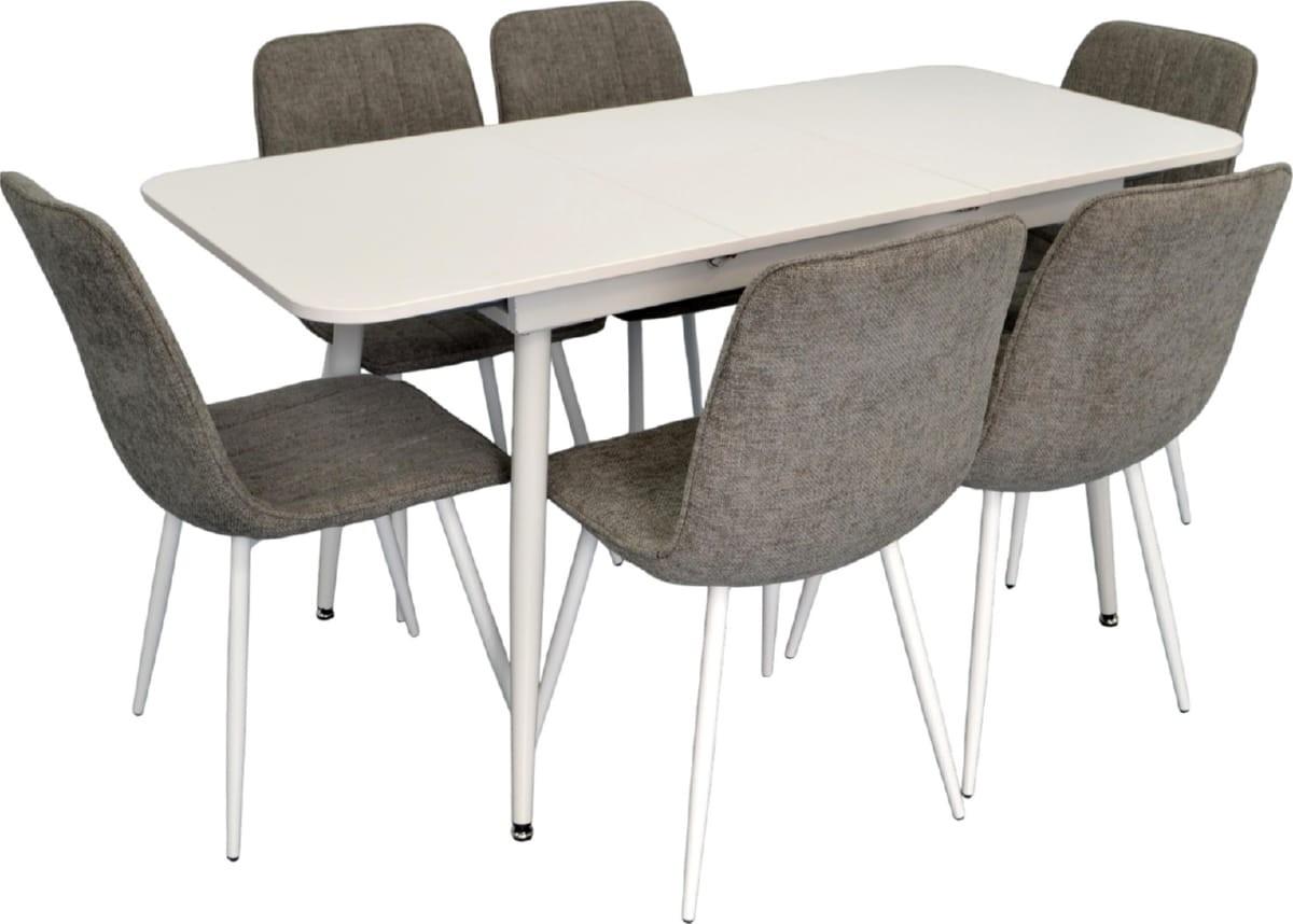 Set de masa si scaune Evelin DT 531R Wh + 6 scaune YTC-078 Wh / UF885-14 (Grey)