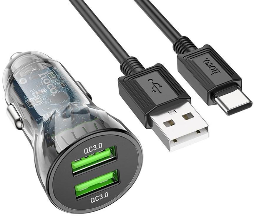 Автомобильная зарядка HOCO Z47 Transparent + USB Type-C