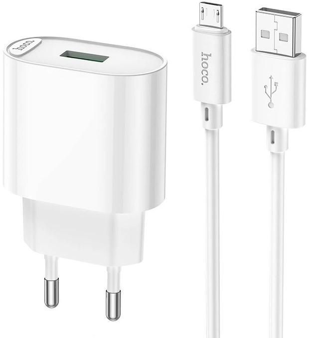 Зарядное устройство для телефона HOCO C109A Fighter + Micro-USB White