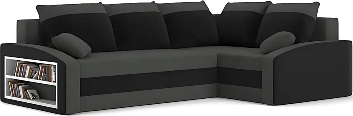Угловой диван Magnifico Meble Grande Left Shelf Bonell Mikrofaza 27/Mikrofaza 15 Right Серый/Черный
