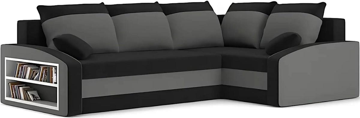 Угловой диван Magnifico Meble Grande Left Shelf Bonell Mikrofaza 15/Mikrofaza 27 Right Черный/Серый