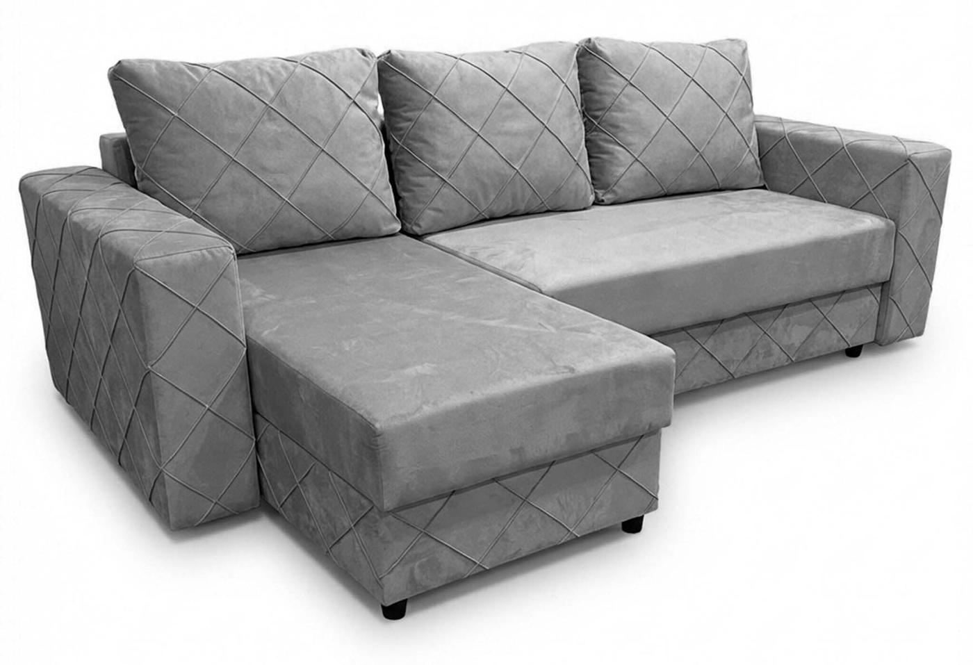 Угловой диван Aurus Cristal 255x150 см (tick-tac) Серый