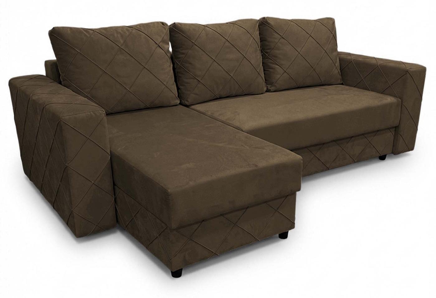 Угловой диван Aurus Cristal 255x150 см (tick-tac) Коричневый