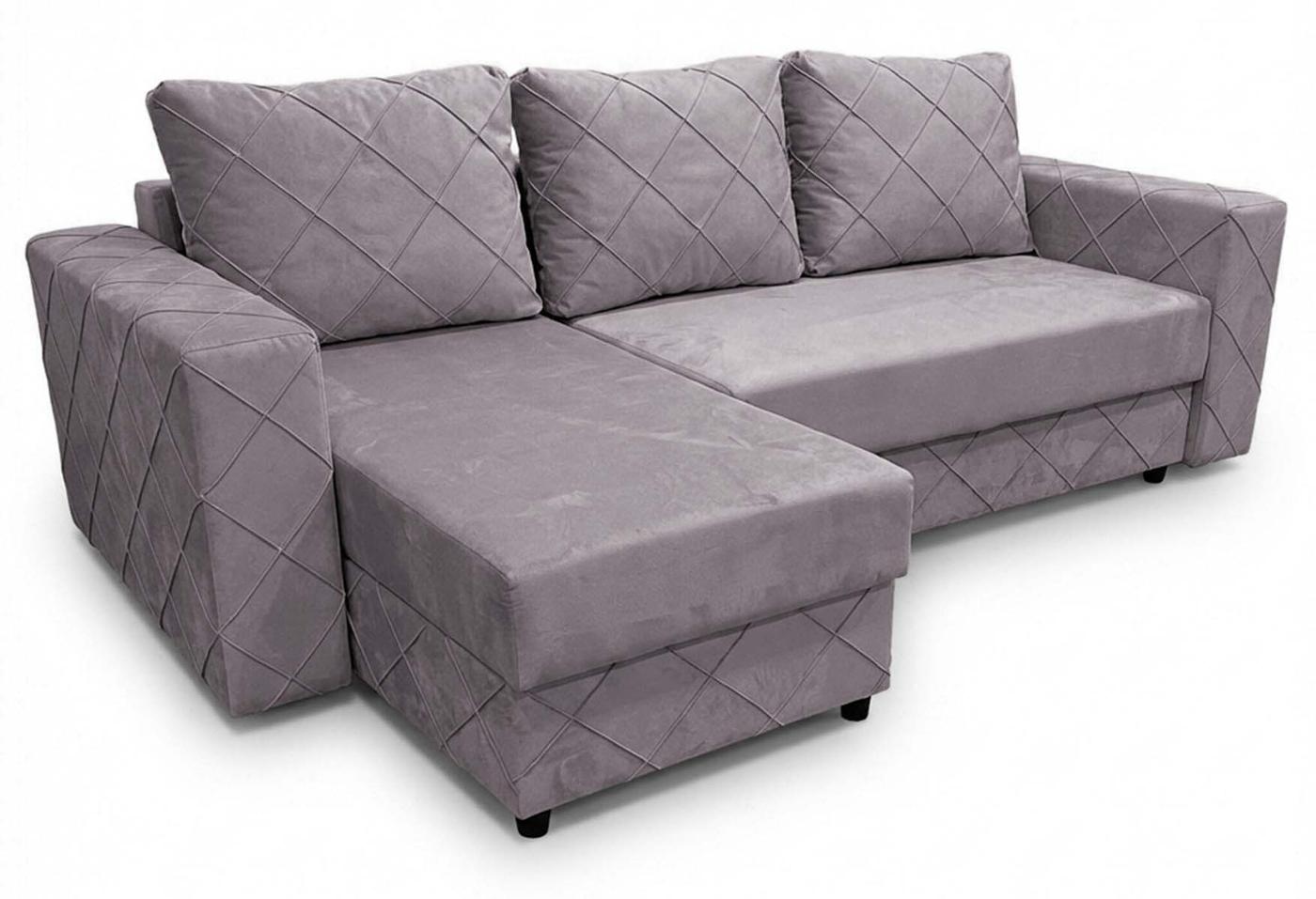 Угловой диван Aurus Cristal 255x150 см (tick-tac) Серо-Фиолетовый