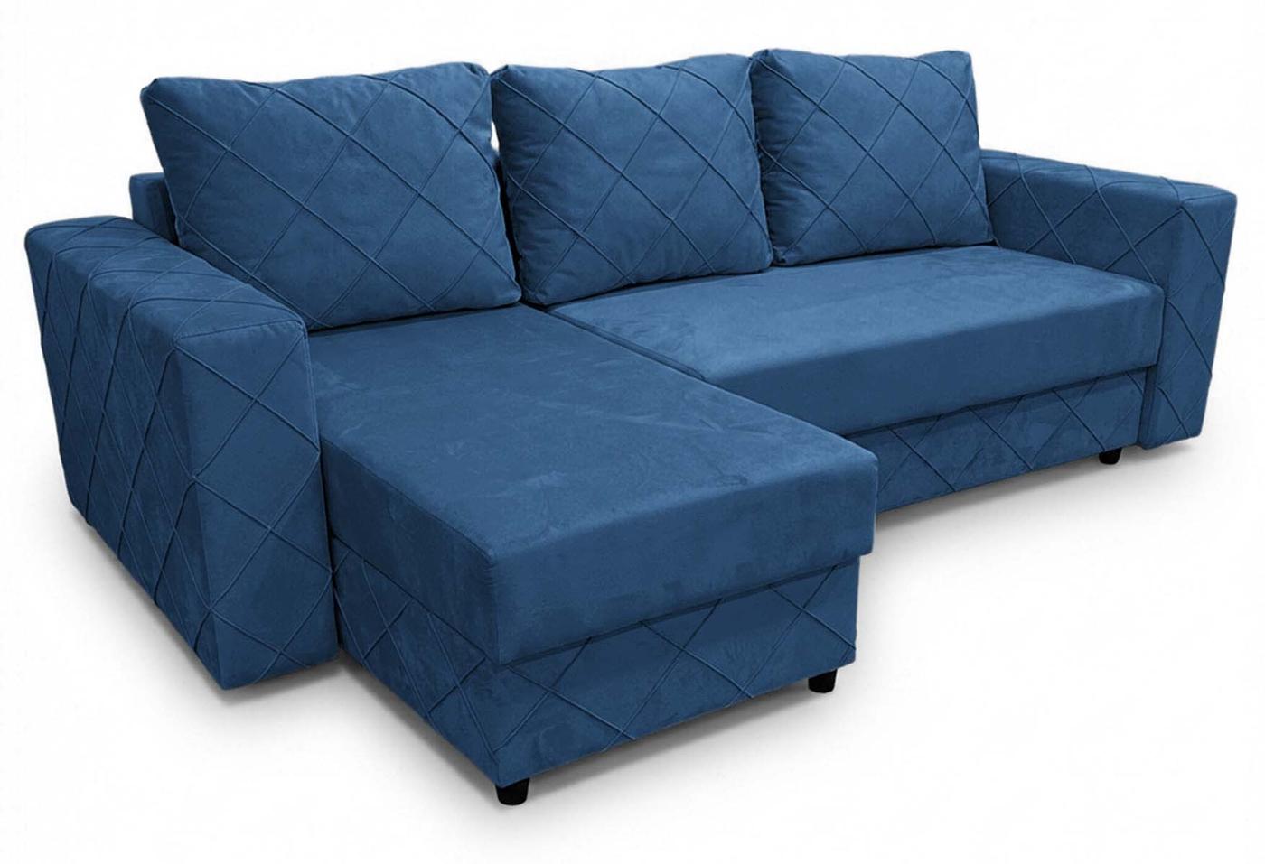 Угловой диван Aurus Cristal 255x150 см (tick-tac) Синий
