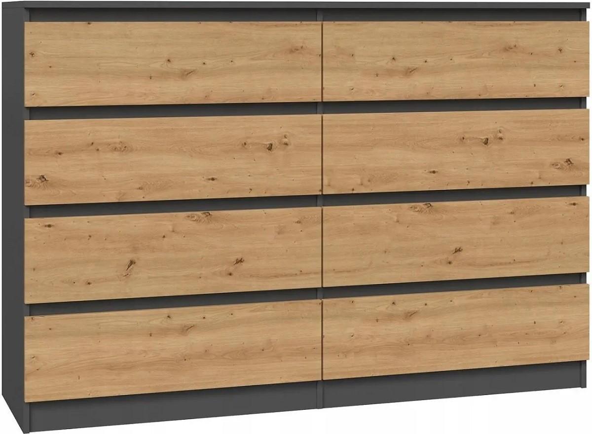 Comoda TopEshop Malwa M8 140 Antracit (Gri)/Stejar Artisan (Maro)