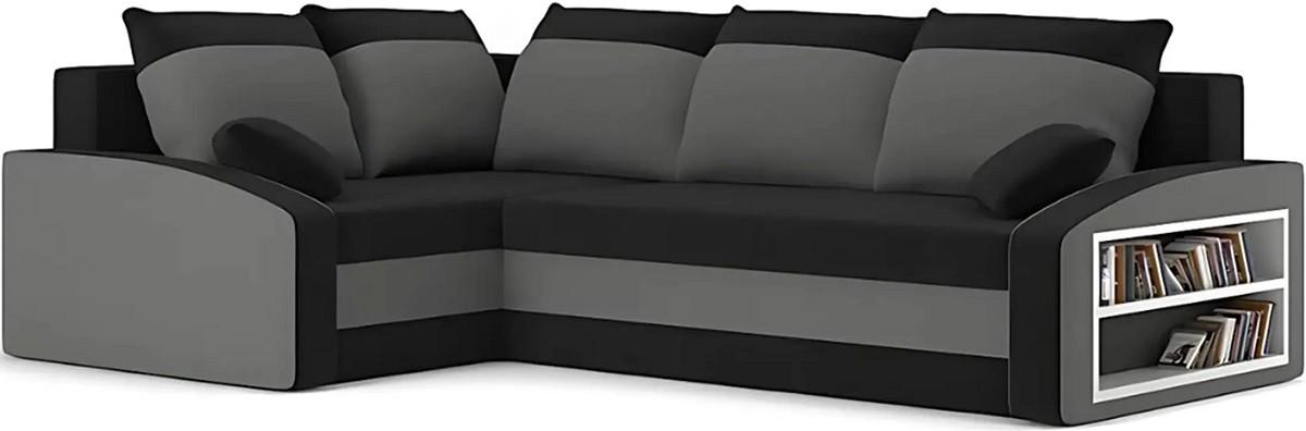 Canapea coltar Magnifico Meble Grande Right Shelf Bonell Mikrofaza 15/Mikrofaza 27 Left Negru/Gri