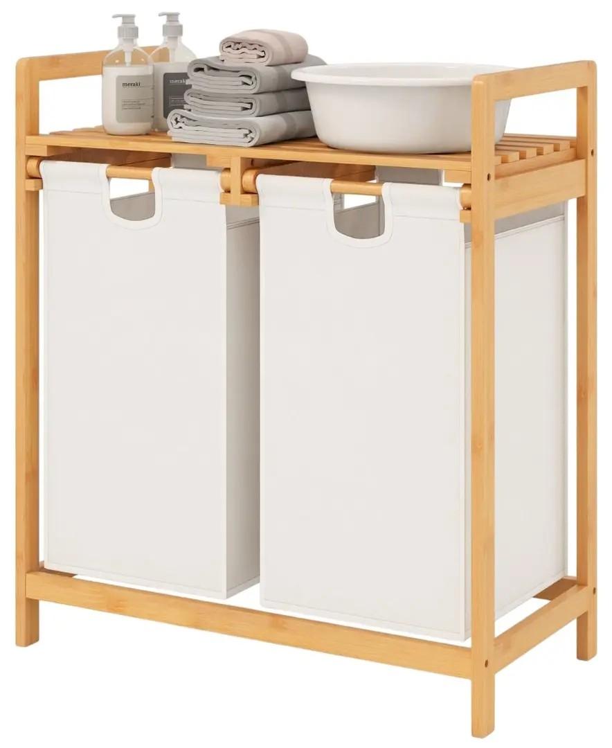 Корзина для белья Costway JV10141WH  White/Bamboo