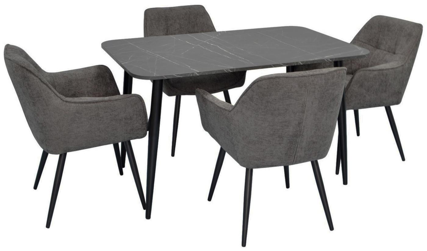 Набор стол и стулья Evelin DT 405-6 B + 4 стула YTC-090 B / UF885-15 Dark Grey