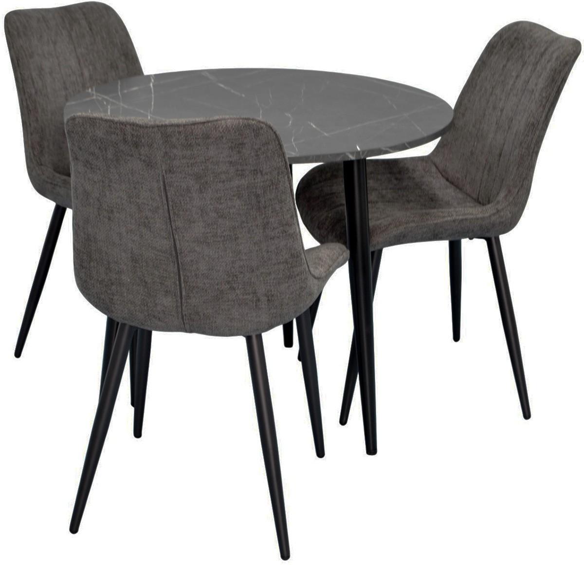 Набор стол и стулья Evelin DT 404-6B + 3 стула YTC-055 B / UF885-15 (Dark Grey)