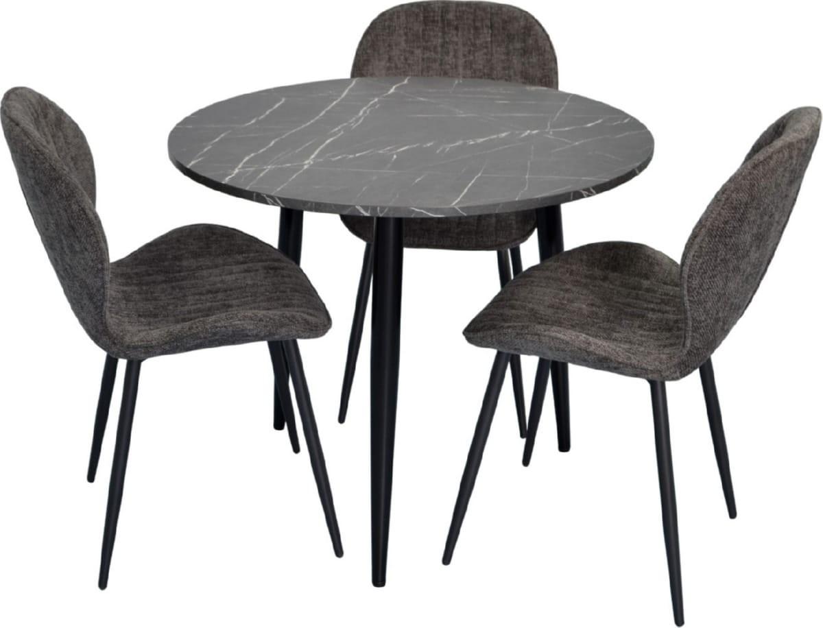 Набор стол и стулья Evelin DT 404-6B + 3 стула YTC-064 B / UF885-15 (Dark Grey)