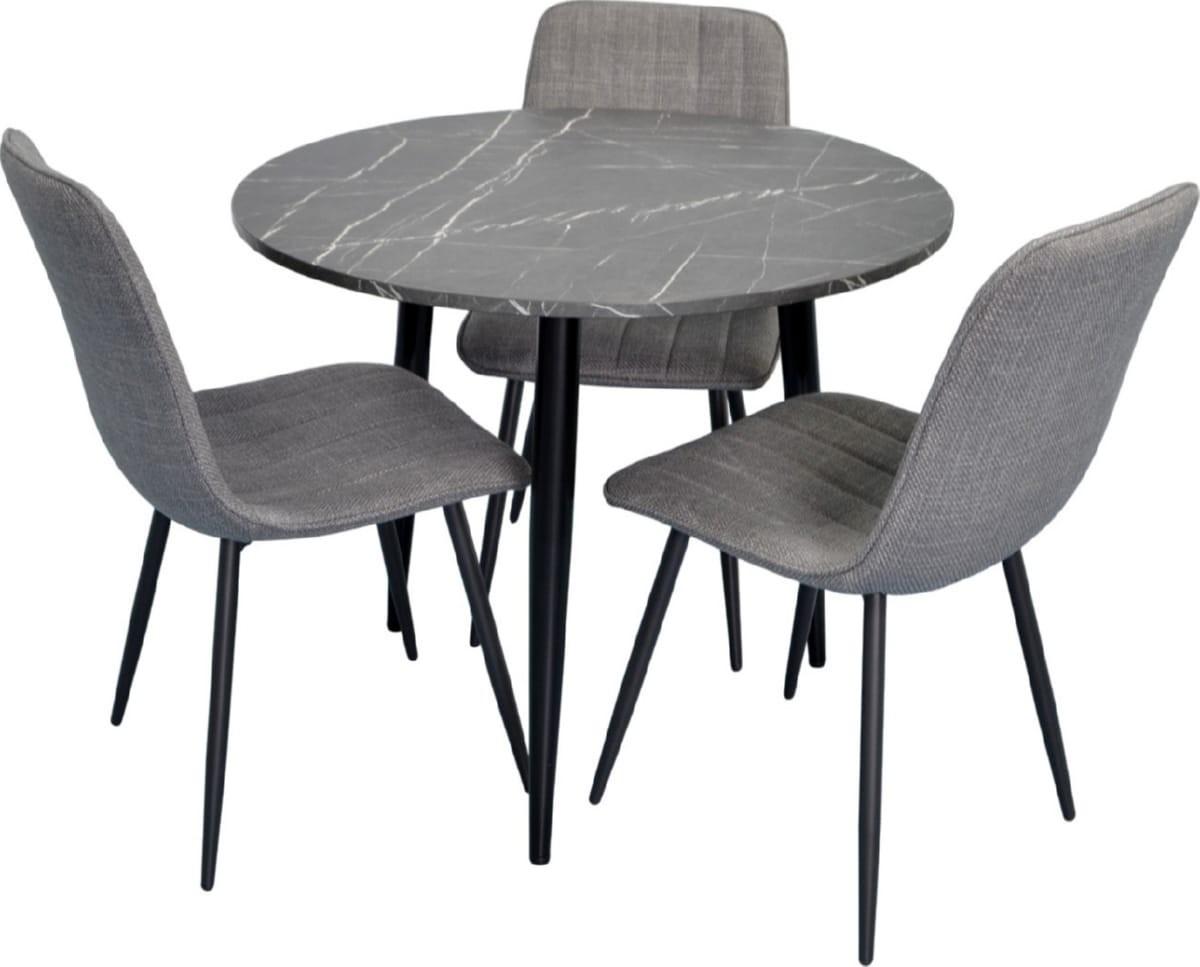 Набор стол и стулья Evelin DT 404-6B + 3 стула YTC-078 B / BJORN-13 (Grey)