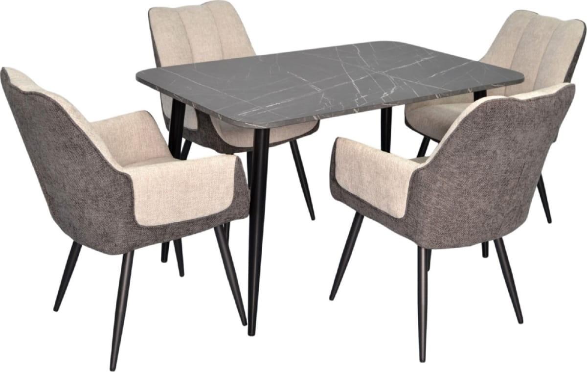 Набор стол и стулья Evelin DT 405-6B + 4 стула QT-227 B / UF885-13 (Light Grey) / UF885-15 (Dark Grey)