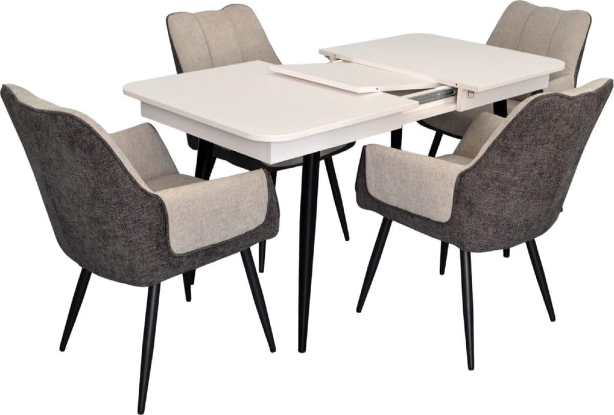 Набор стол и стулья Evelin DT 432-1R B + 4 стула QT-227 B / UF885-13 (Light Grey) / UF885-15 (Dark Grey)