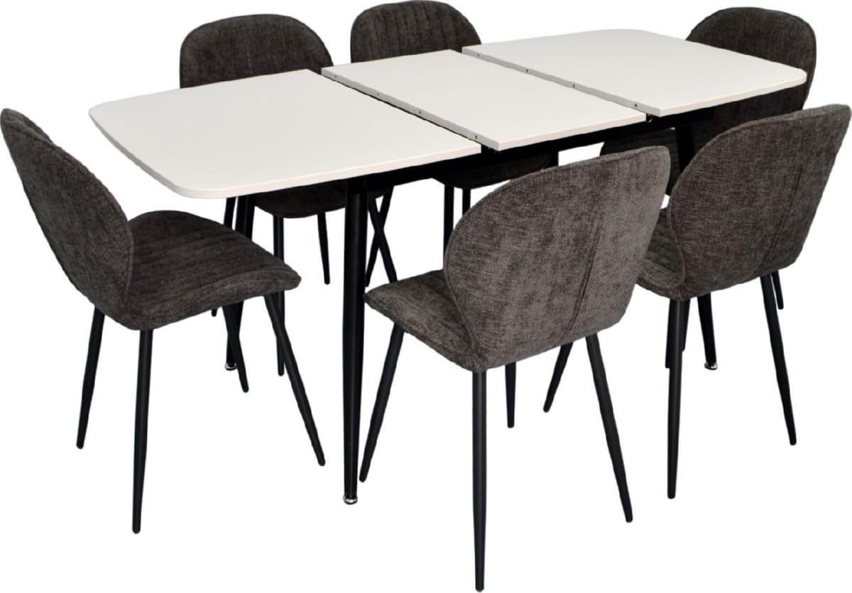 Набор стол и стулья Evelin DT 531R B + 6 стула YTC-064 B / UF885-15 (Dark Grey)
