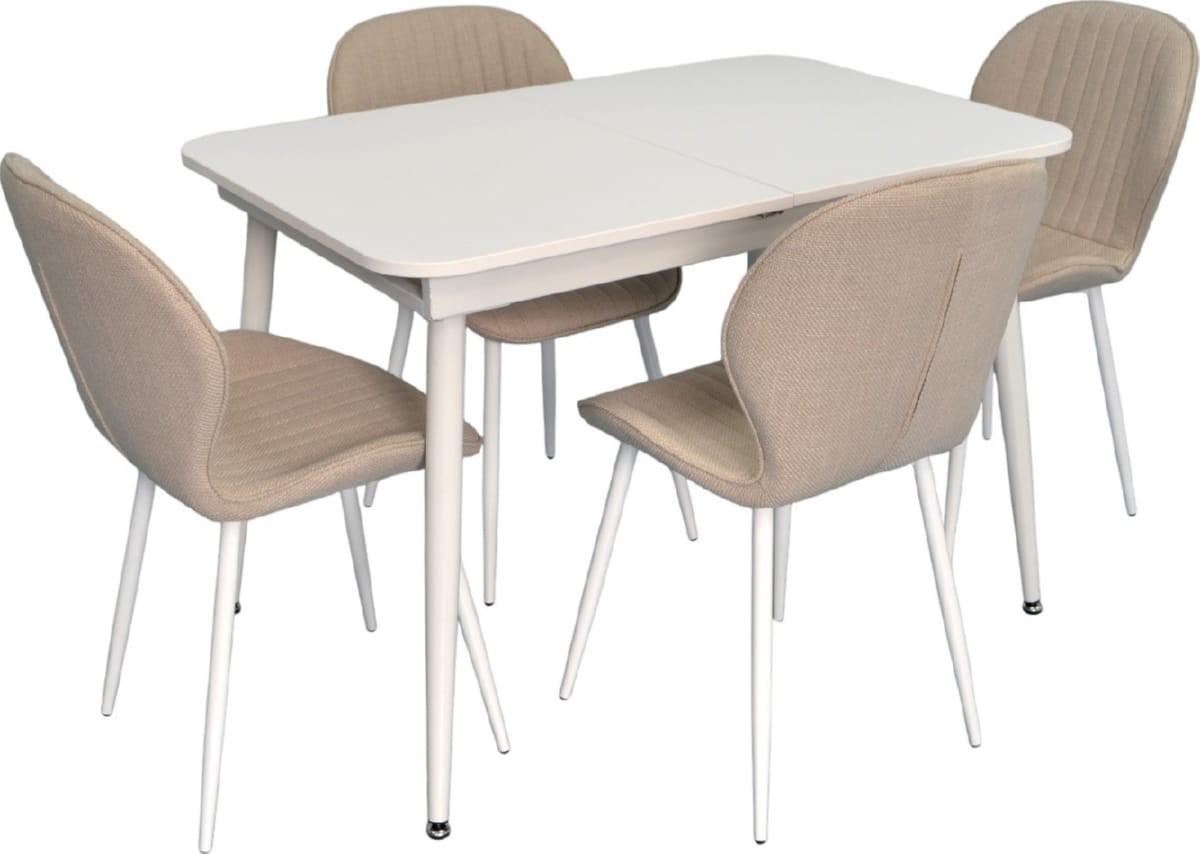 Set de masa si scaune Evelin DT 531R Wh  + 4 scaune YTC-064 Wh / BJORN-24 (Light Beige)