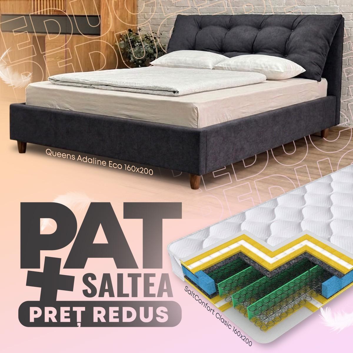 Pat Queens Adaline Eco 160x200 + Saltea Salt Confort Clasic 160x200