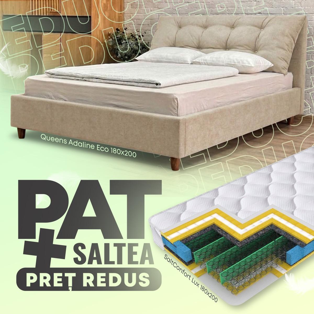 Pat Queens Adaline Eco 180x200 + Saltea Salt Confort Lux 180x200