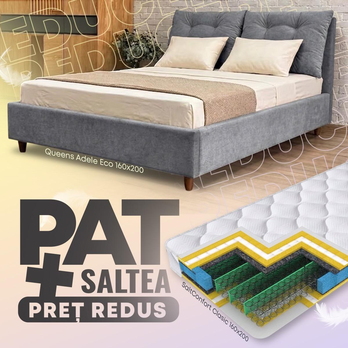 Pat Queens Adele Eco 160x200 + Saltea Salt Confort Clasic 160x200