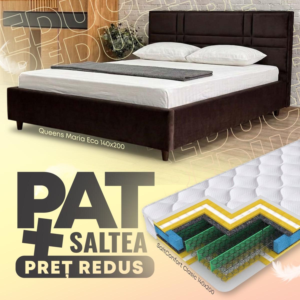 Pat Queens Maria Eco 140x200 + Saltea Salt Confort Clasic 140x200