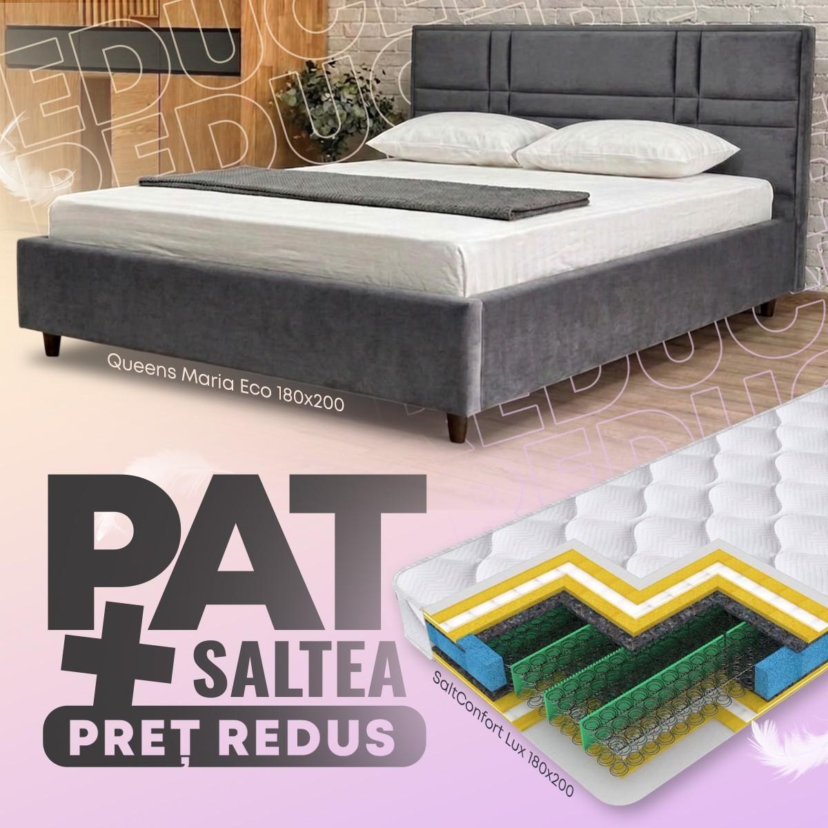 Pat Queens Maria Eco 180x200 + Saltea Salt Confort Lux 180x200