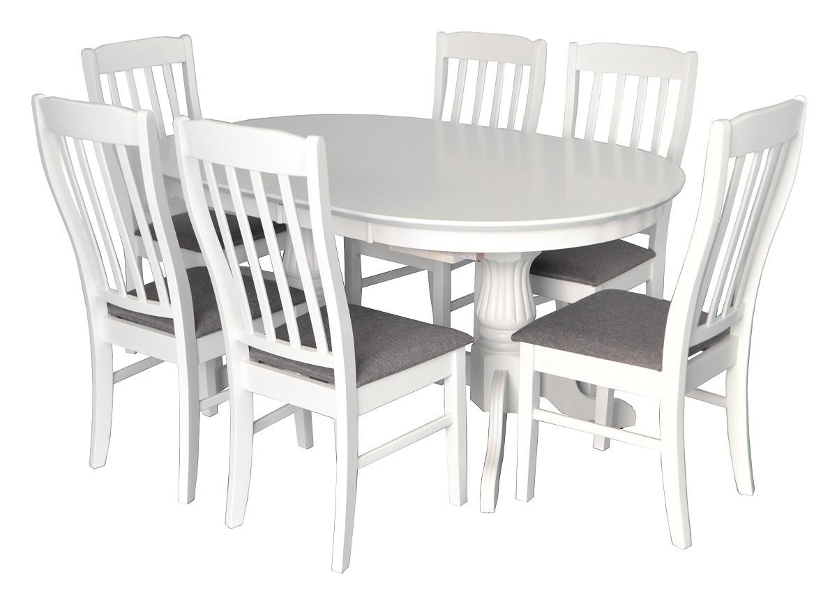Набор стол и стулья Evelin HV-33V White + 6 стульев Wenyi (White NV-10WP Grey)