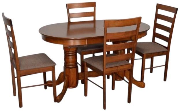 Набор стол и стулья Evelin HV-31N Burnish Oak + 4 стула GLORIA Burnish Oak / Ekea12 Dark Brown