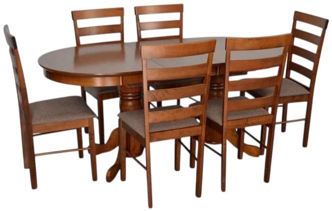 Набор стол и стулья Evelin HV-31N Burnish Oak + 6 стульев GLORIA Burnish Oak / Ekea12 Dark Brown