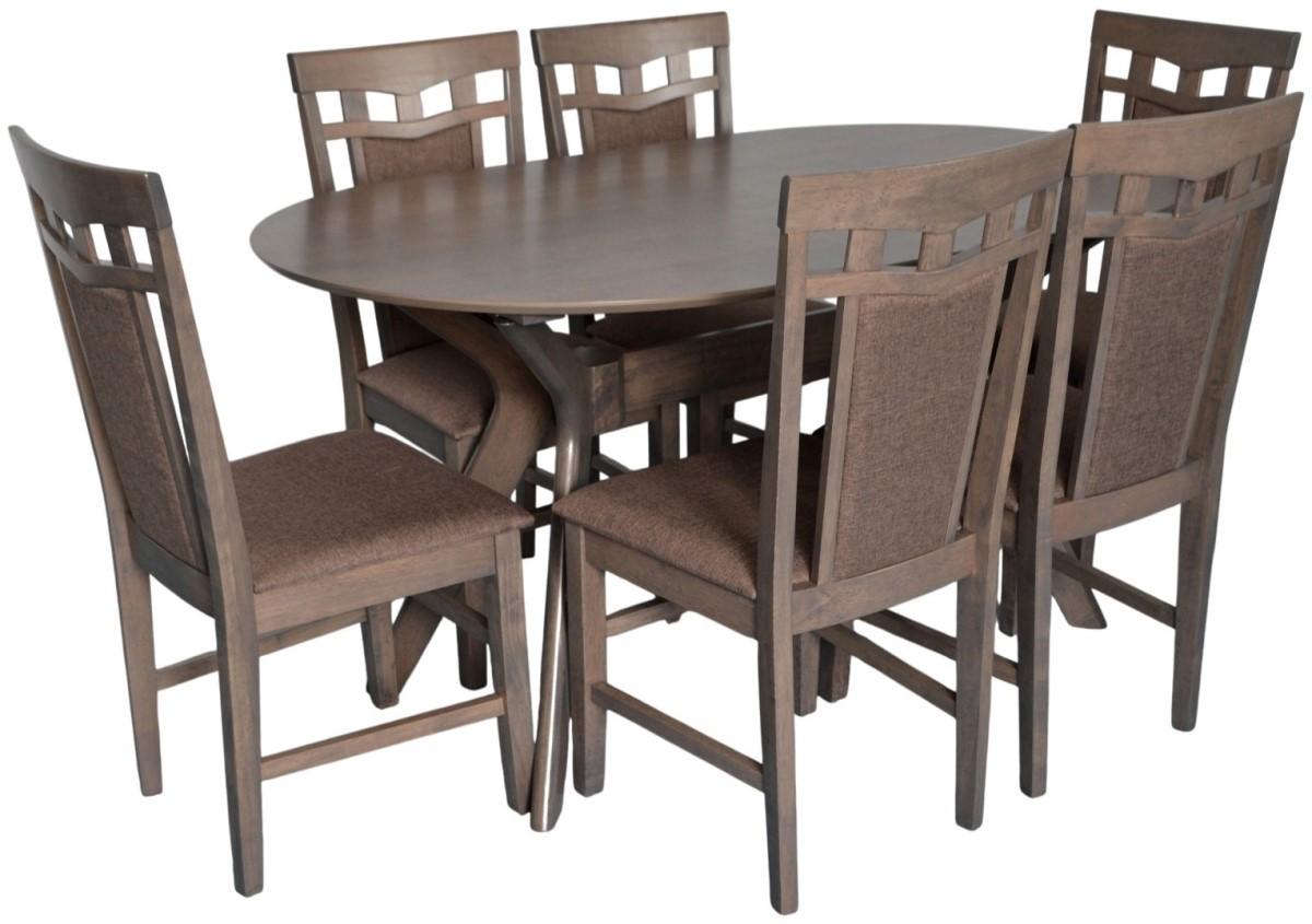 Набор стол и стулья Evelin Raffles Oval Antique Grey + 6 стульев Deepa R Antique Grey / Ekea12 Dark Brown