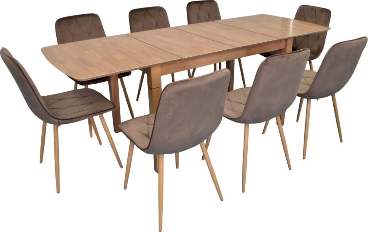 Набор стол и стулья Evelin HV-27V Light Brown + 8 стульев YTC-080 Wo / BLUVEL38