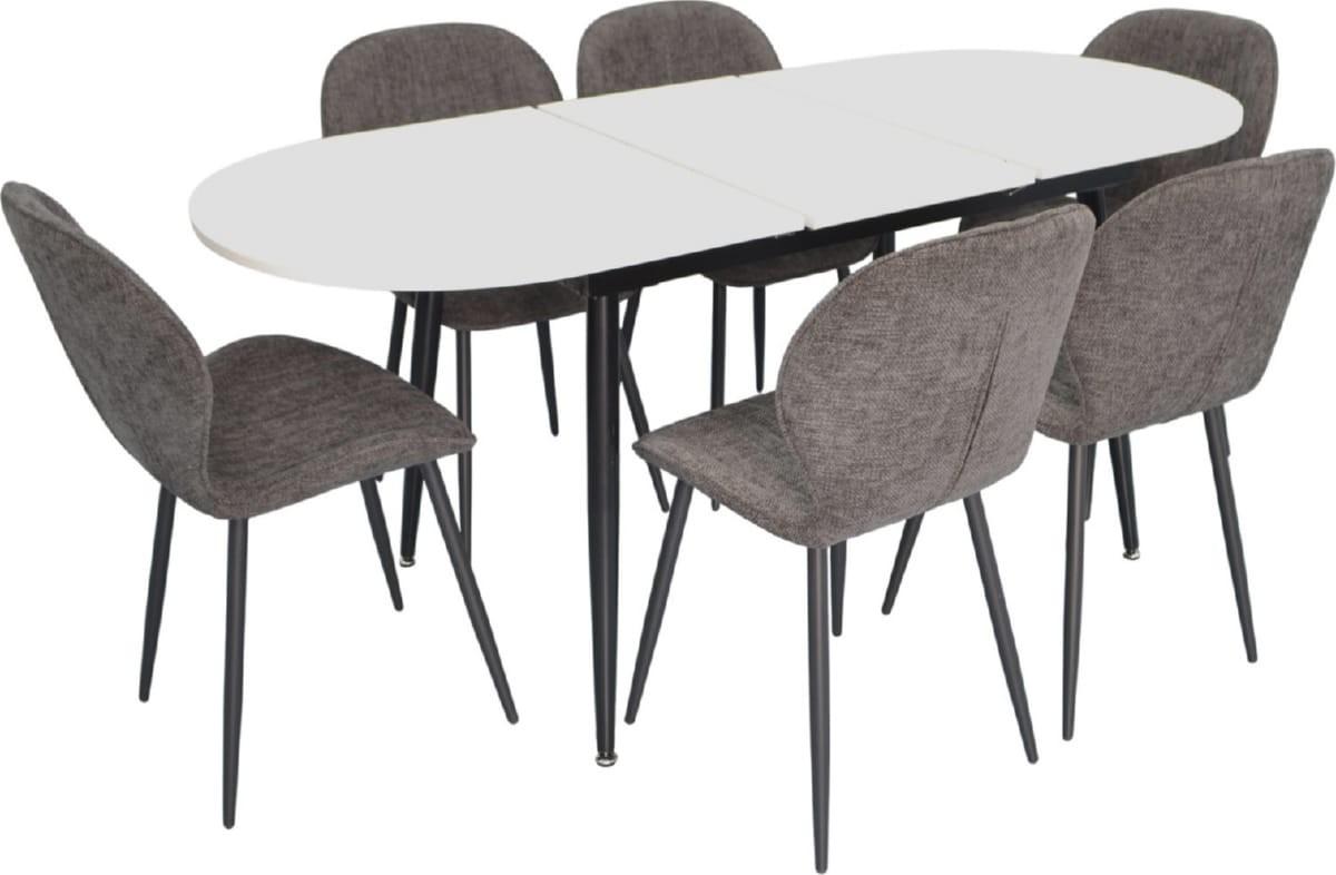 Набор стол и стулья Evelin DT 533R B + 6 стульев YTC-064 B / UF885-15 (Dark Grey)