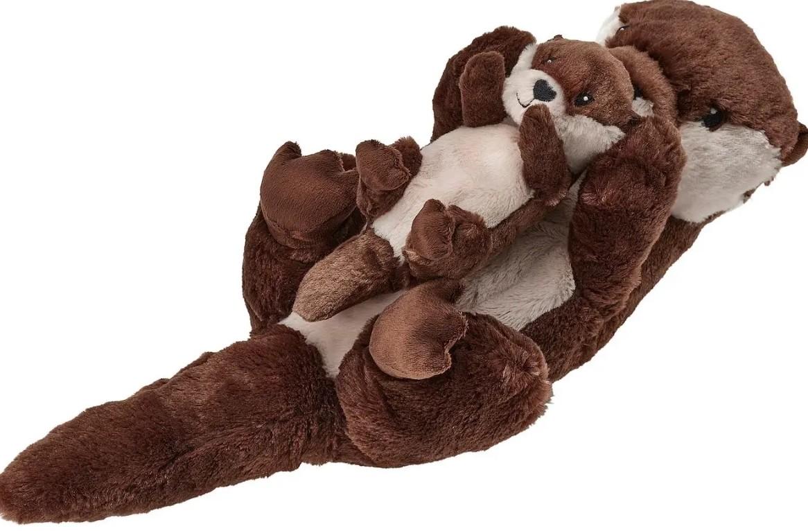 Мягкая игрушка IKEA Skogsduva Выдра с детенышем 45cm Коричневый/Бежевый