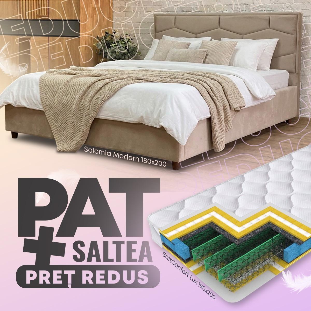 Pat Queens Solomia Modern 180x200 + Saltea Salt Confort Lux 180x200