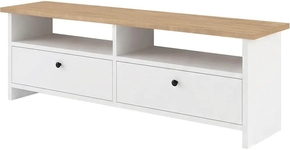 Тумба под телевизор Bofigo 120x50x30cm Санторини Сапфировый дуб (Бежевый)/Белый