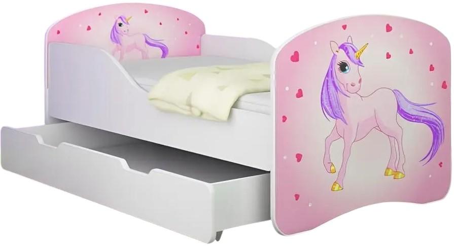 Pat copii Acma Meble I Pony 80x180 sertar/saltea 7cm Alb