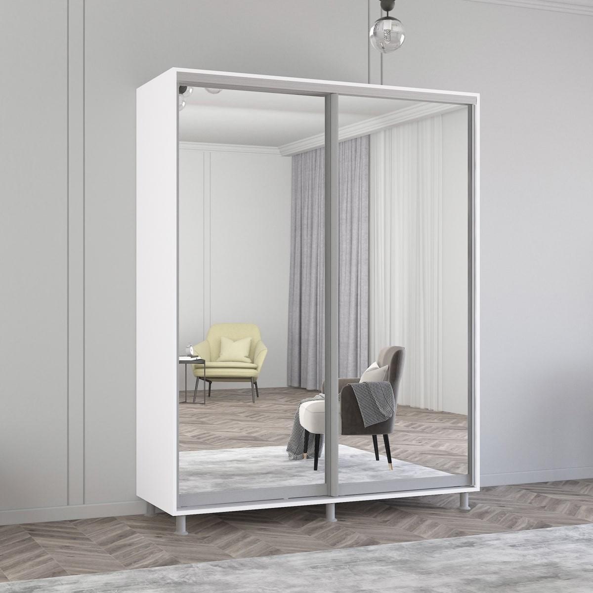 Dulap-cupe Mobildor Lux Aron 150 (2 oglinda) Alb