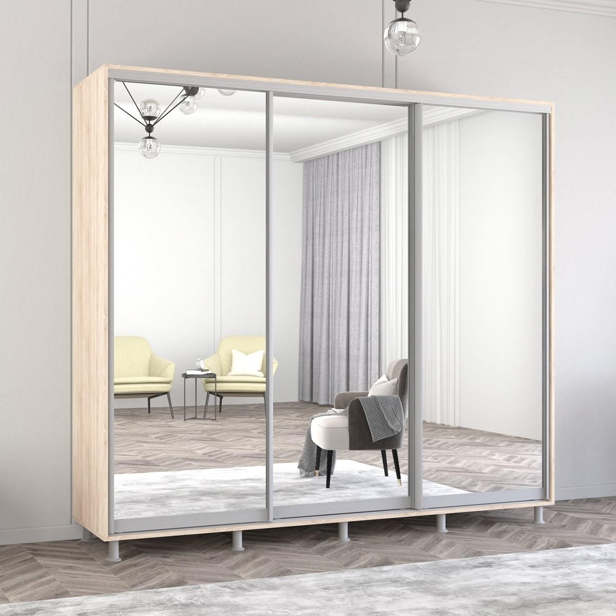 Dulap-cupe Mobildor Lux Aron 240 (3 oglinzi) Stejar Sonoma