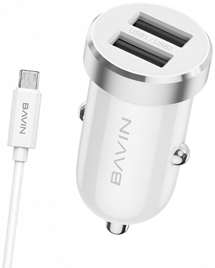 Автомобильная зарядка BAVIN PC862MIWH + Cable Micro-USB White