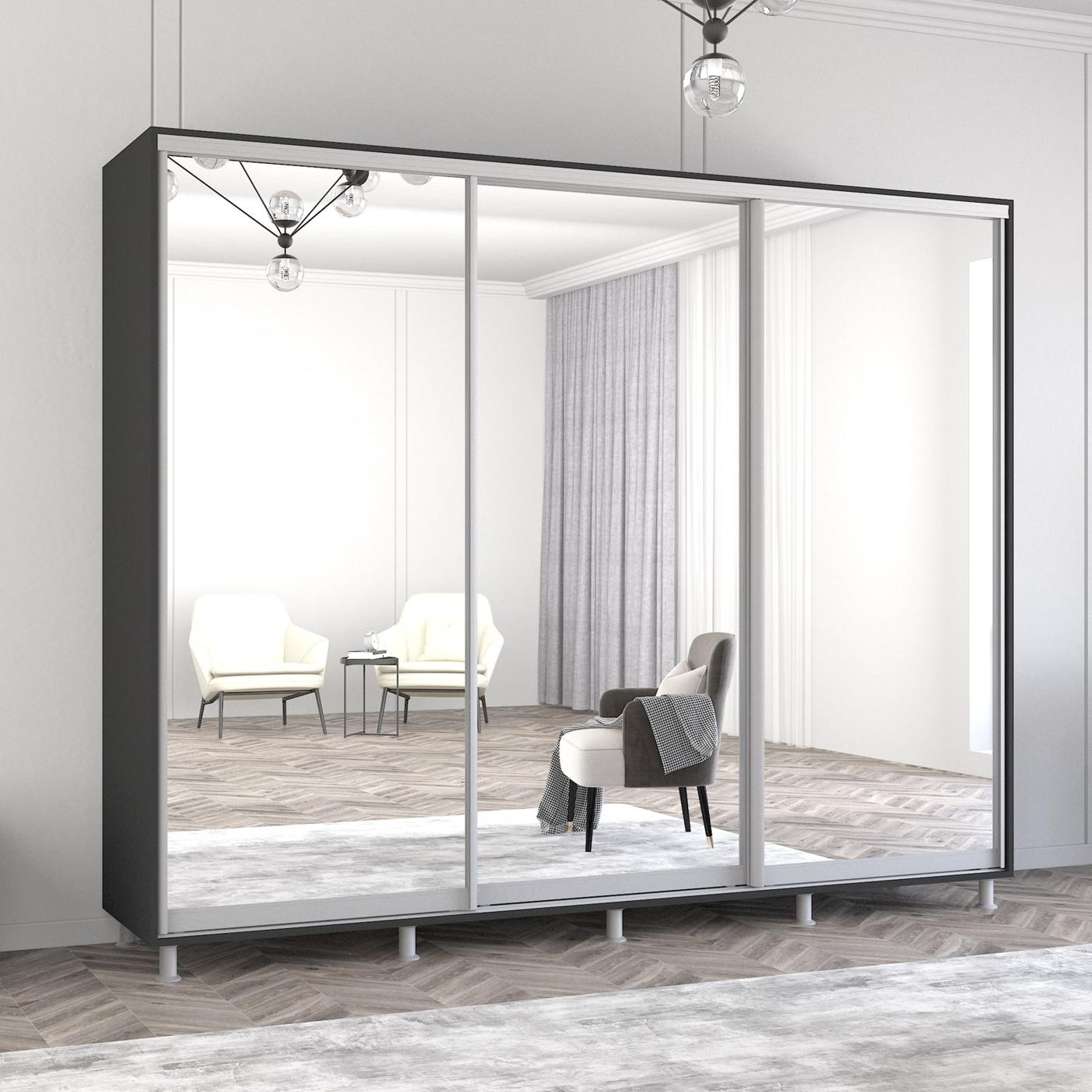 Dulap-cupe Mobildor Lux Aron 270 (3 oglinzi) Antracit