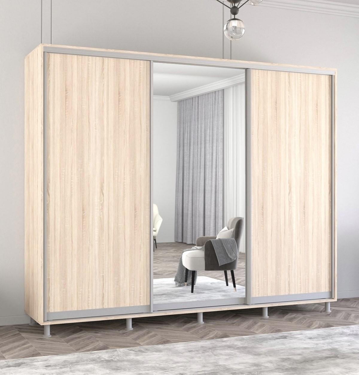 Dulap-cupe Mobildor Lux Aron 270 (1 oglinda, 2 PAL) Stejar Sonoma