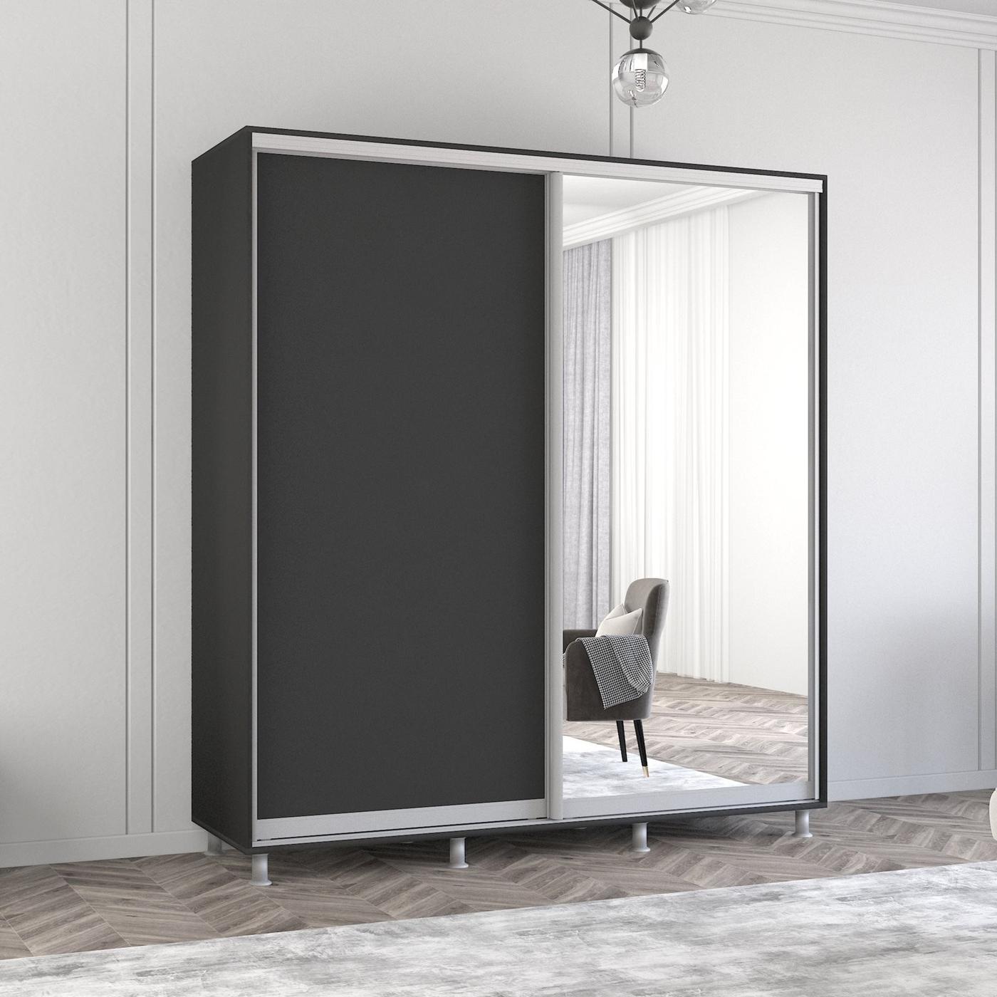 Dulap-cupe Mobildor Lux Aron 190 (1 oglinda, 1 PAL) Antracit