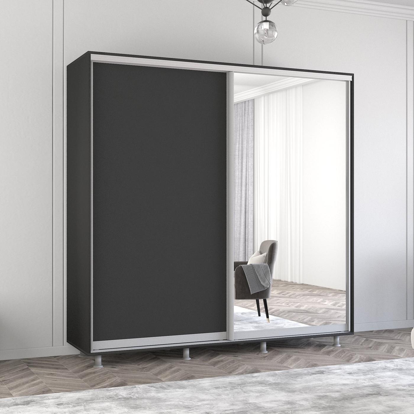 Dulap-cupe Mobildor Lux Aron 210 (1 oglinda, 1 PAL) Antracit