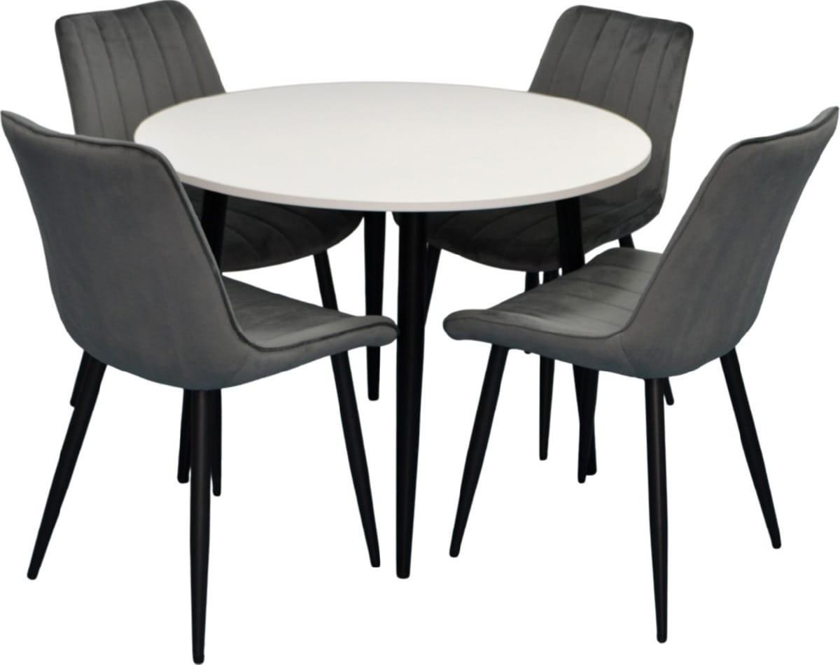 Set de masa si scaune Evelin DT 402-3B + 4 scaune YTC-055 B / BLUVEL-14 (Dark Grey)