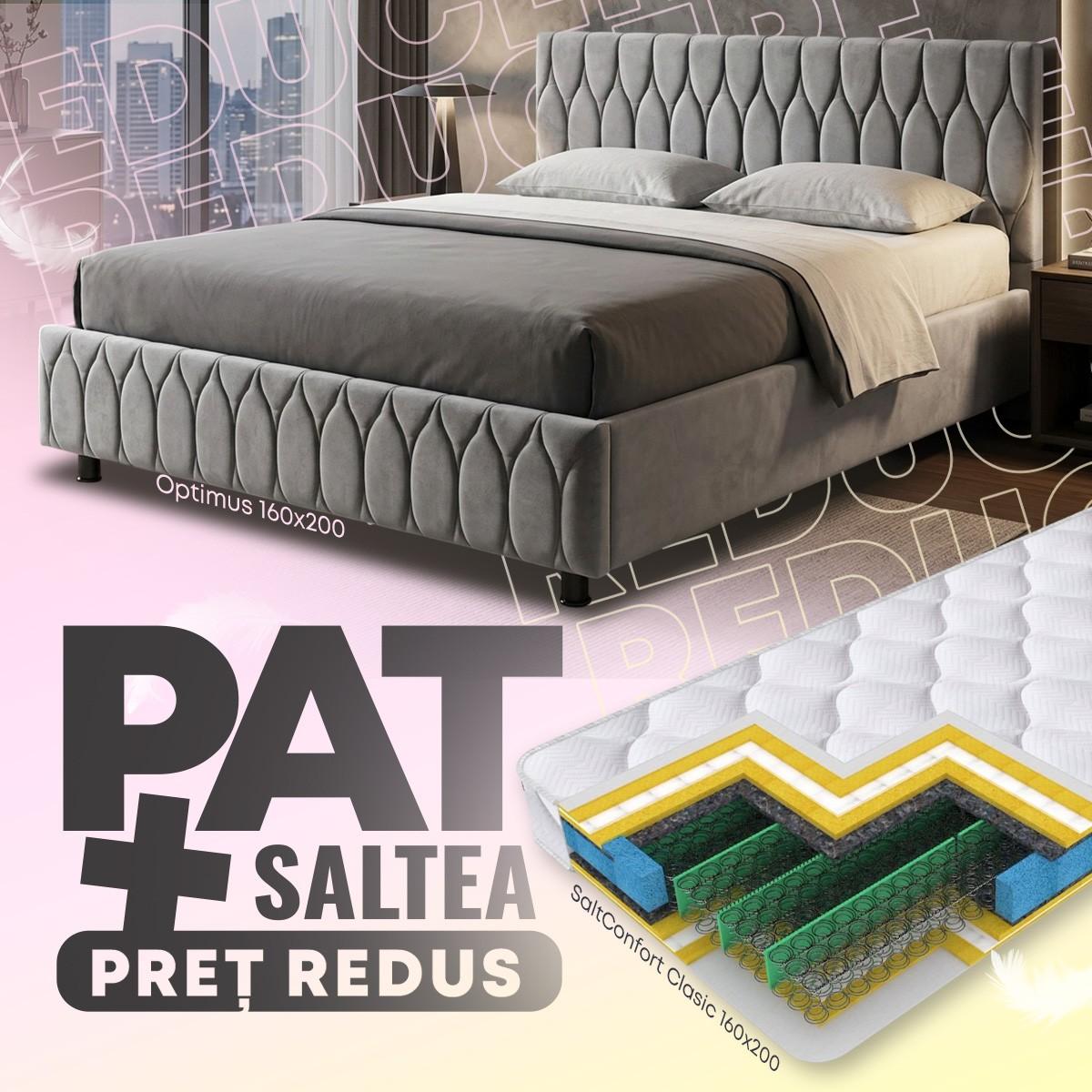 Кровать VLM Optimus 160x200 Серый + Матрас Salt Confort Clasic 160x200