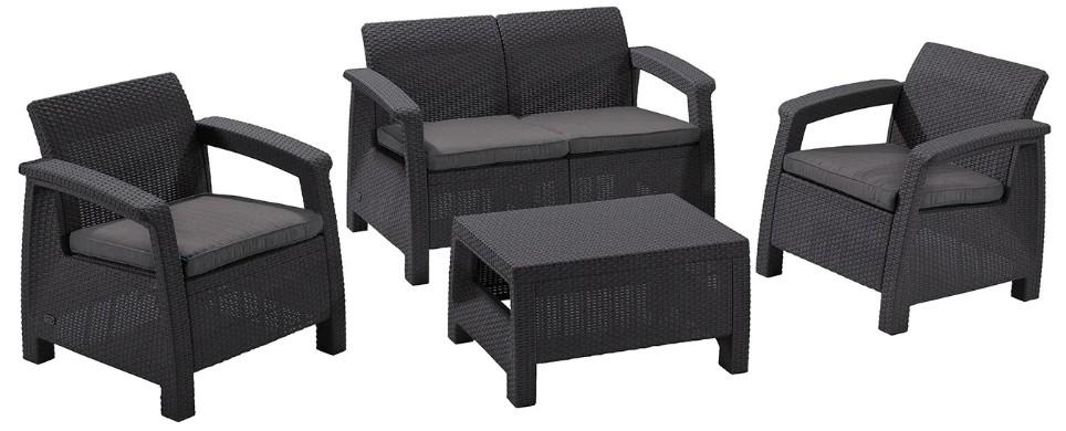 Set mobila de gradina Keter Corfu Set Graphite/Gray