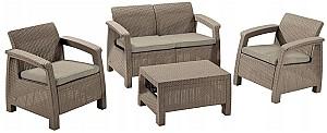 Set mobila de gradina Keter Corfu Set Cappuccino/Sand