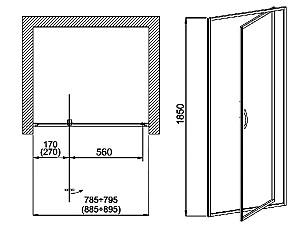 Usa de dus Aquaform Nigra 900x1850 (092111P)
