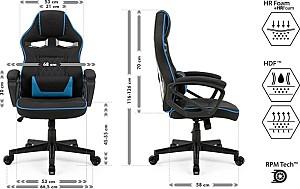 Fotoliu de birou SENSE7 Knight Fabric Black and Blue
