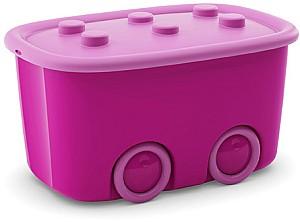 Cos pentru jucarii KIS 46l, 58X39XH32cm, cu roti, pink